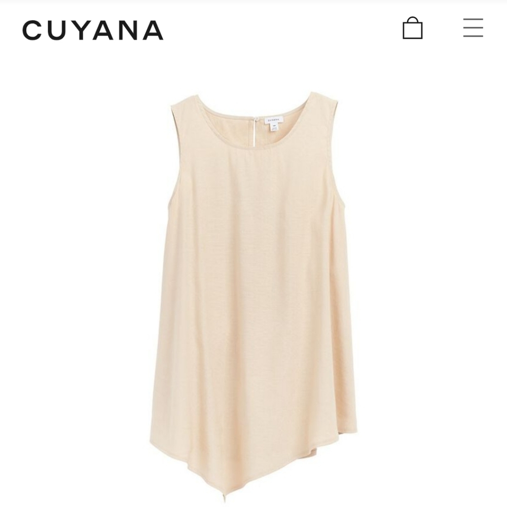 NWT Cuyana Linen drape front tank. Size L.